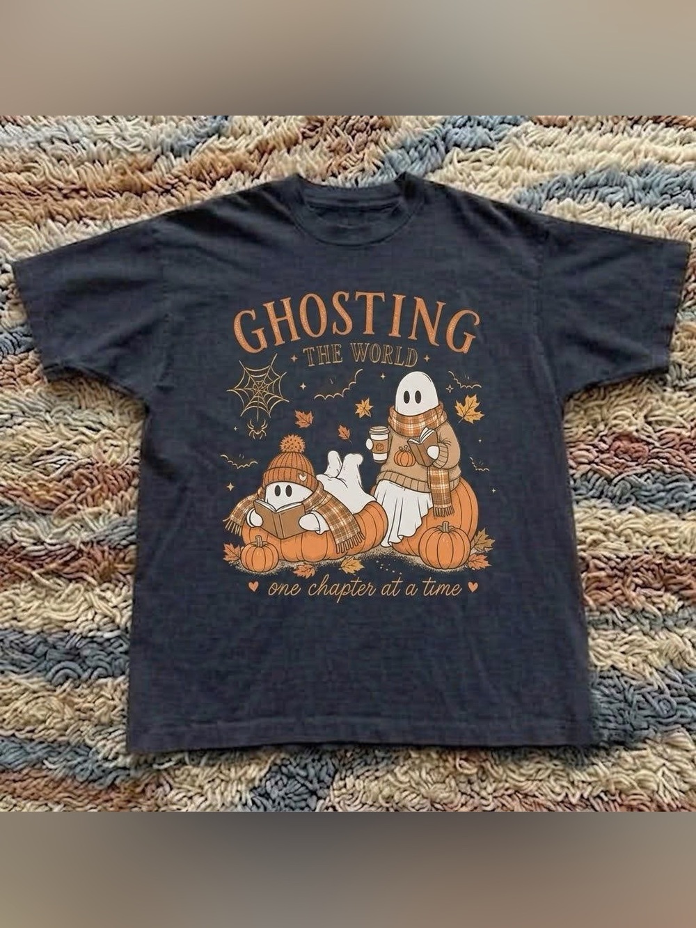 Gildan Black Ghosting The World Halloween Graphic Tee